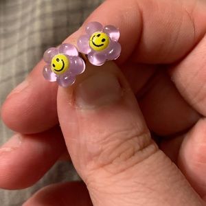 Homemade Purple daisy studs.